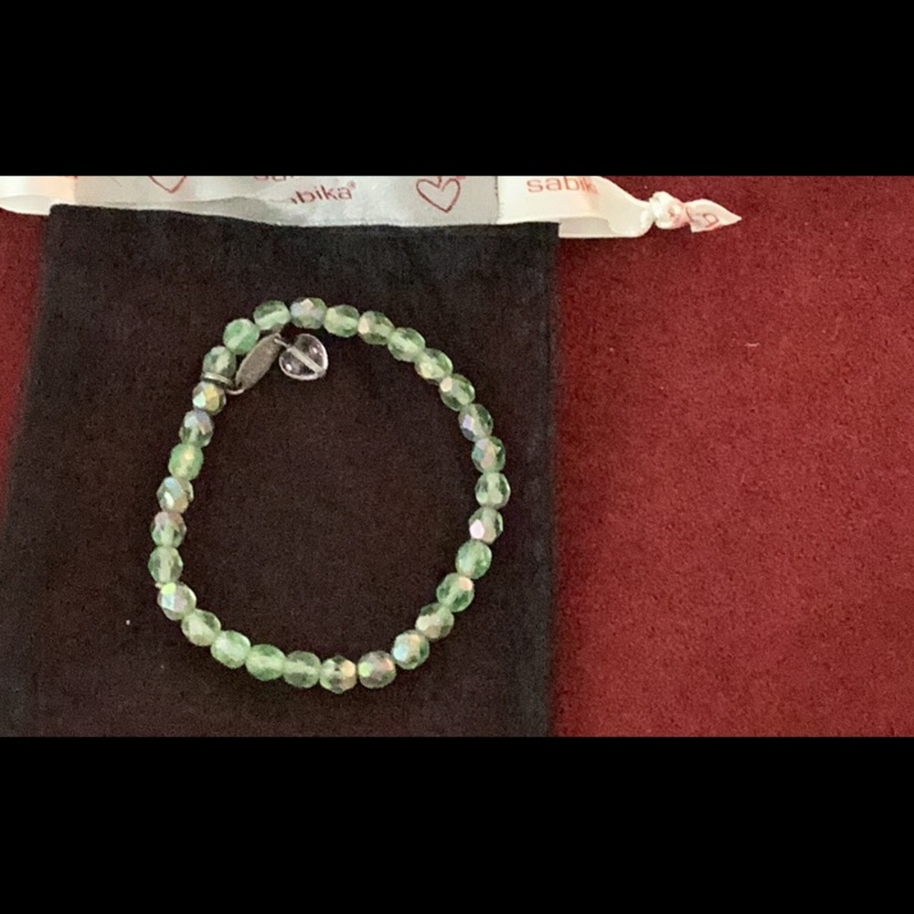 Sabika Green Beaded Stretch Bracelet